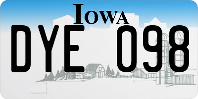 IA license plate DYE098