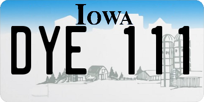 IA license plate DYE111