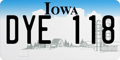 IA license plate DYE118