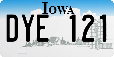 IA license plate DYE121