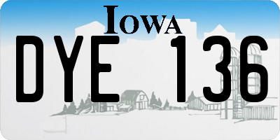 IA license plate DYE136