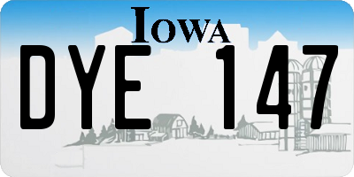 IA license plate DYE147