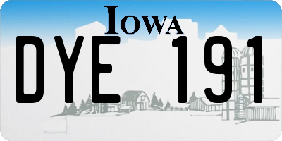 IA license plate DYE191