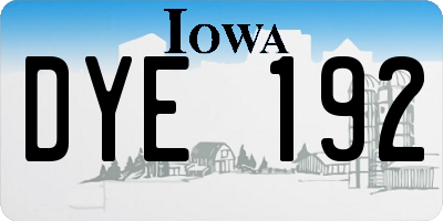 IA license plate DYE192