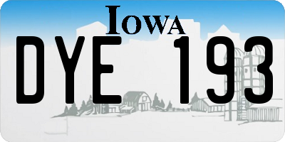 IA license plate DYE193