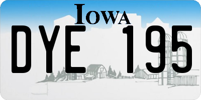 IA license plate DYE195