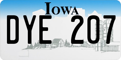 IA license plate DYE207