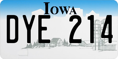 IA license plate DYE214