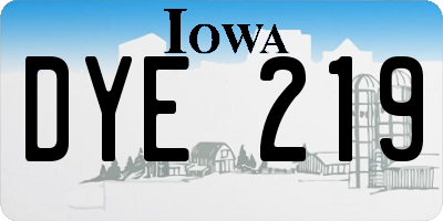 IA license plate DYE219