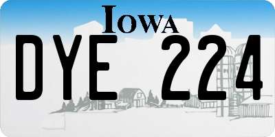 IA license plate DYE224