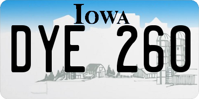 IA license plate DYE260