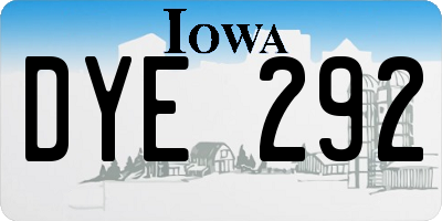 IA license plate DYE292