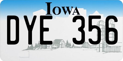 IA license plate DYE356