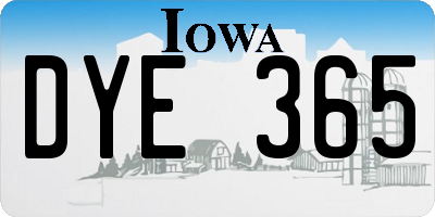IA license plate DYE365