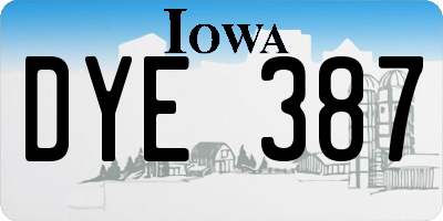 IA license plate DYE387