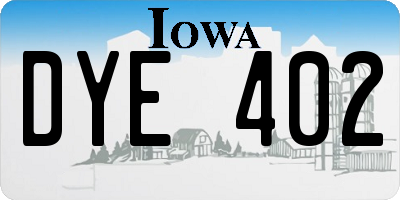 IA license plate DYE402