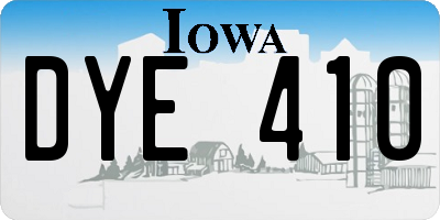 IA license plate DYE410