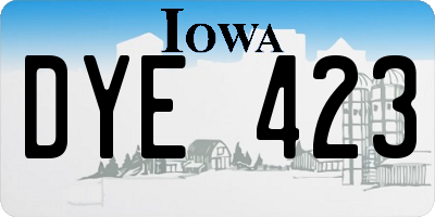 IA license plate DYE423