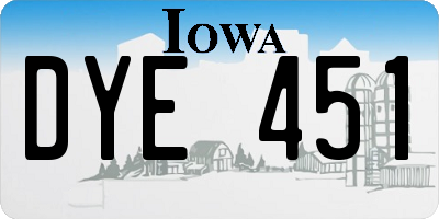 IA license plate DYE451