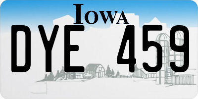 IA license plate DYE459