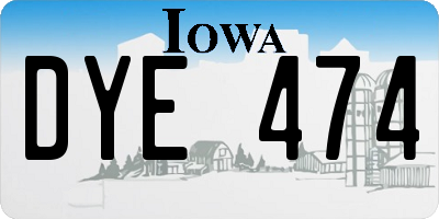 IA license plate DYE474
