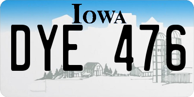 IA license plate DYE476