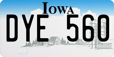 IA license plate DYE560