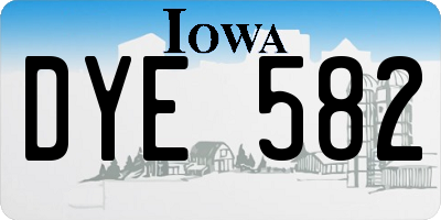 IA license plate DYE582
