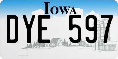 IA license plate DYE597