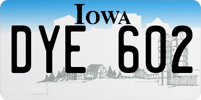 IA license plate DYE602