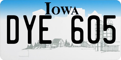 IA license plate DYE605