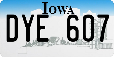 IA license plate DYE607