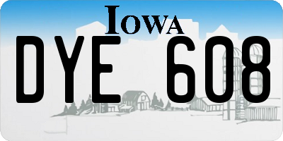 IA license plate DYE608