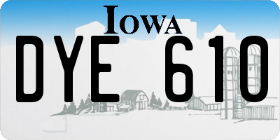 IA license plate DYE610