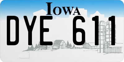 IA license plate DYE611