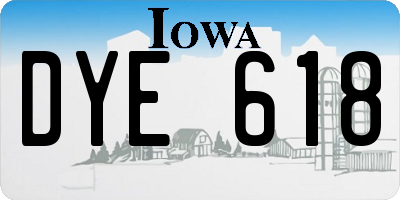 IA license plate DYE618