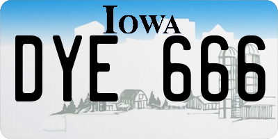 IA license plate DYE666