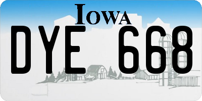 IA license plate DYE668