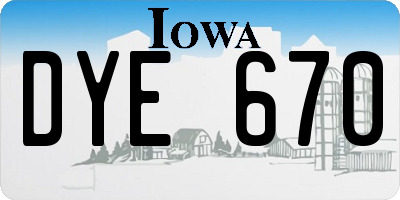 IA license plate DYE670