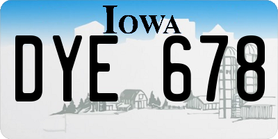 IA license plate DYE678