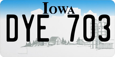 IA license plate DYE703