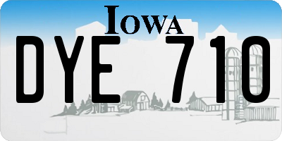 IA license plate DYE710