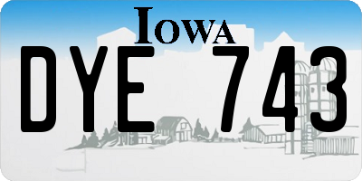 IA license plate DYE743