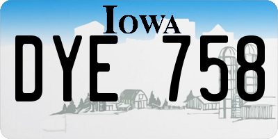 IA license plate DYE758