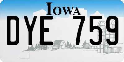 IA license plate DYE759