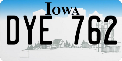 IA license plate DYE762