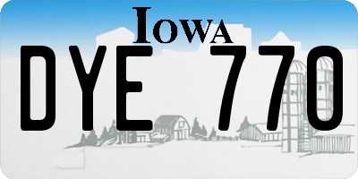 IA license plate DYE770