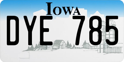 IA license plate DYE785