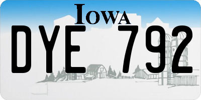 IA license plate DYE792