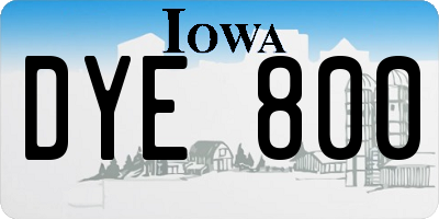 IA license plate DYE800